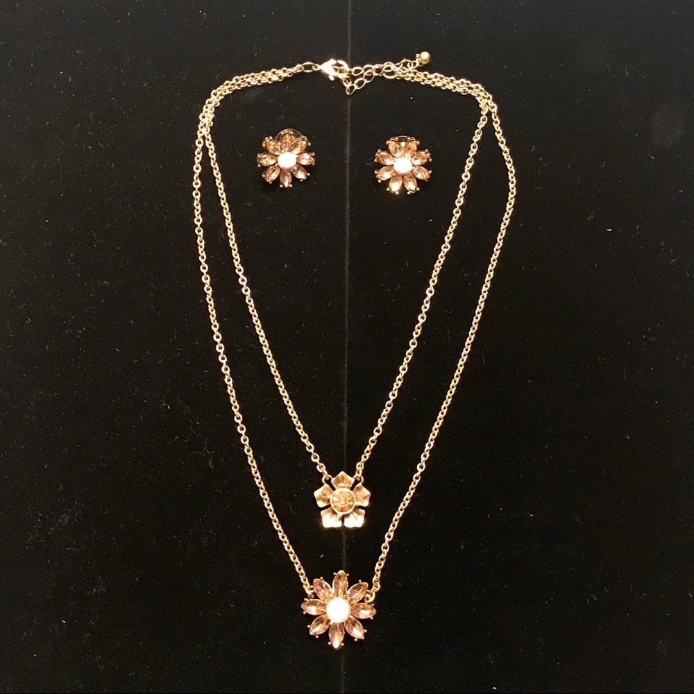 Multi Layer Pink  Flower Jewelry Set